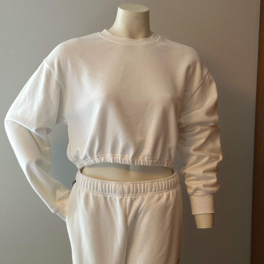 Aritzia White Crew Cropped Sweatshirt perfect fit